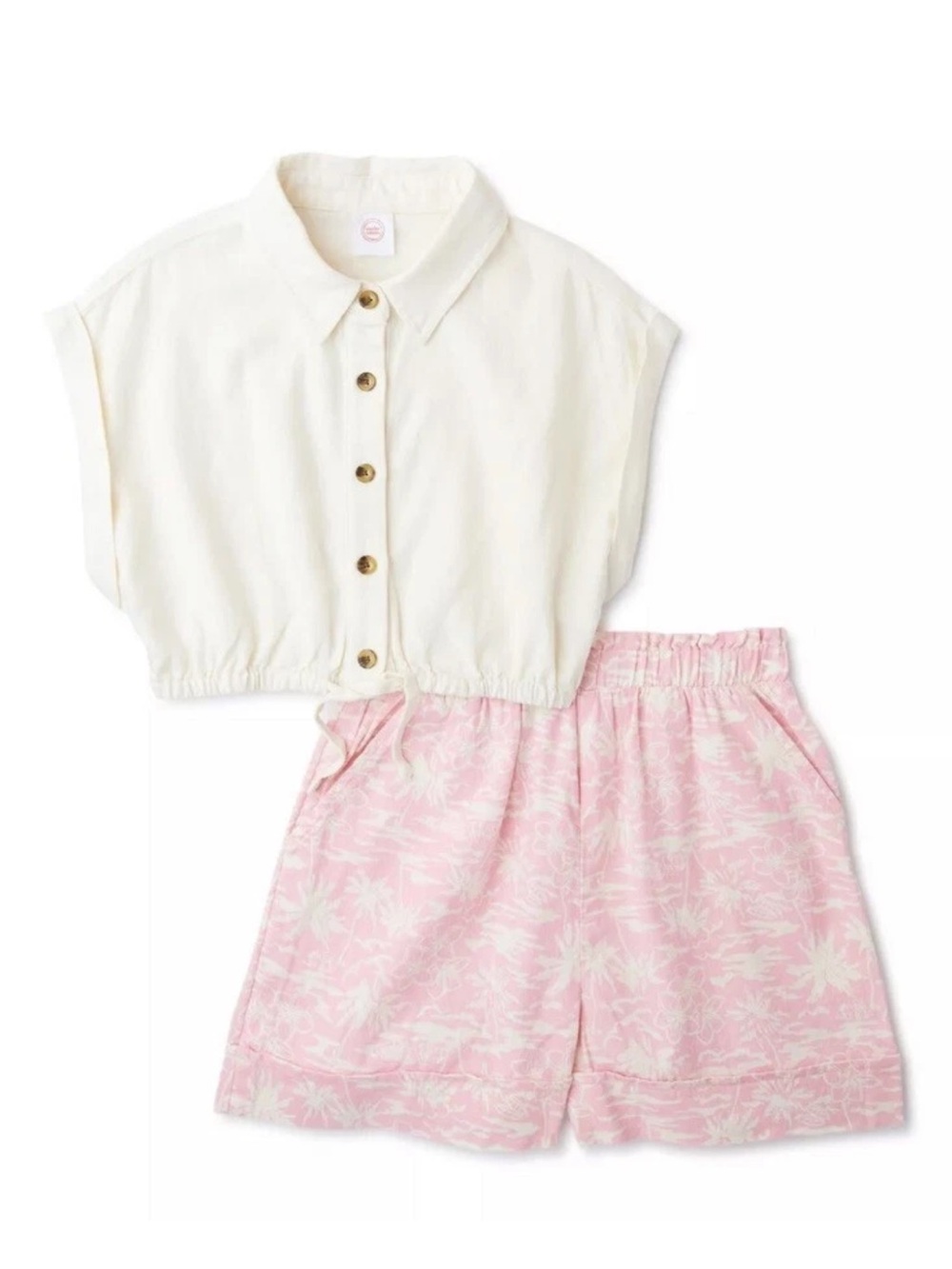 Wonder Nation Girls Linen Blend Short &top Set 2 Pieces Size 7/8